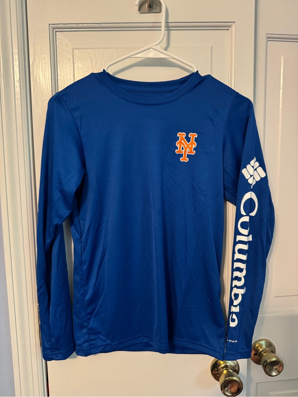Columbia New York Mets Youth M 10/12 Long Sleeve Omni-Shade UPF Shirt NEW